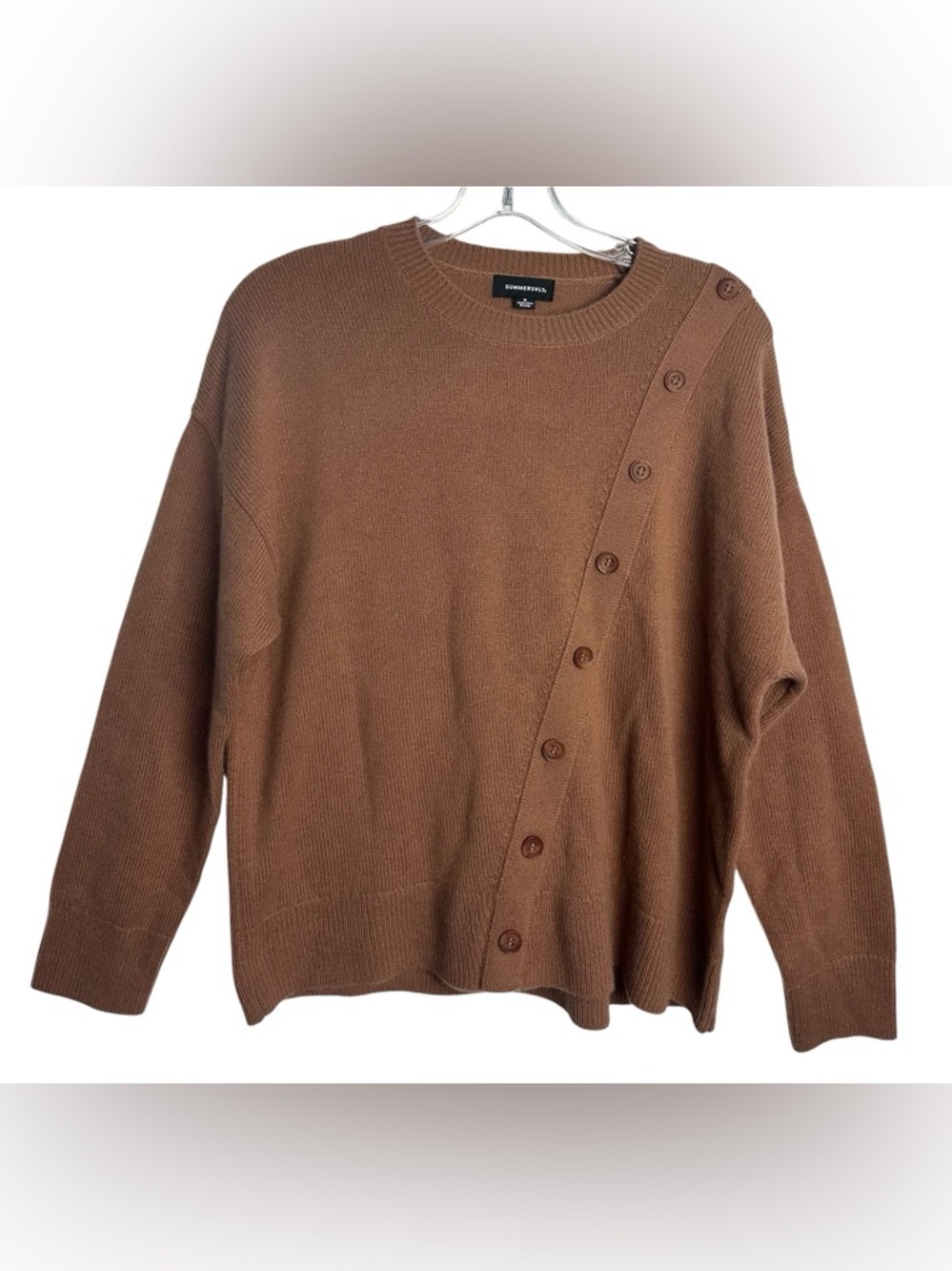 SUMMERSALT The Luxe Cashmere Wool Sweater Button Detail Knit Pullover Size M